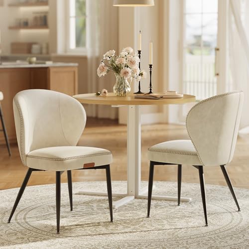 VASAGLE EKHO Collection - Dining Chairs Set of 2, Upholstered Kitchen Chairs, Comfortable Seat, Synthetic Leather with Stitching, Mid-Century Modern,