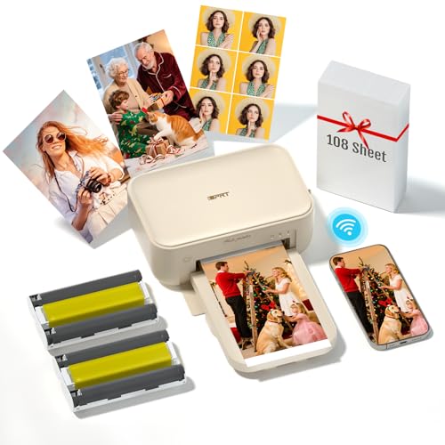 iDPRT 4x6 Photo Printer,Bluetooth Instant Picture Printer with 108 Sheets & 2 Ribbons - Dye Sublimation Color Photo Printers for iPhone,Android,Smartp