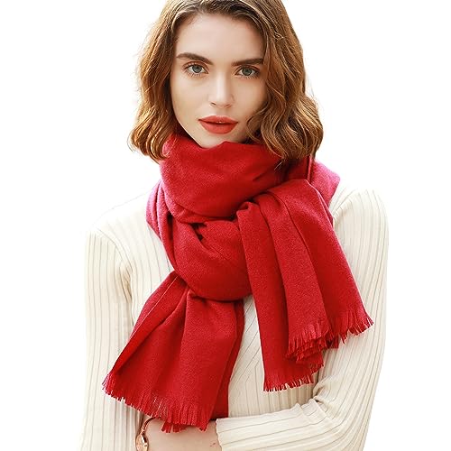 RIIQIICHY Scarfs for Women Pashmina Shawl Wraps for Evening Dresses Women Scarf for Wedding Large Winter Scarves Dark Red