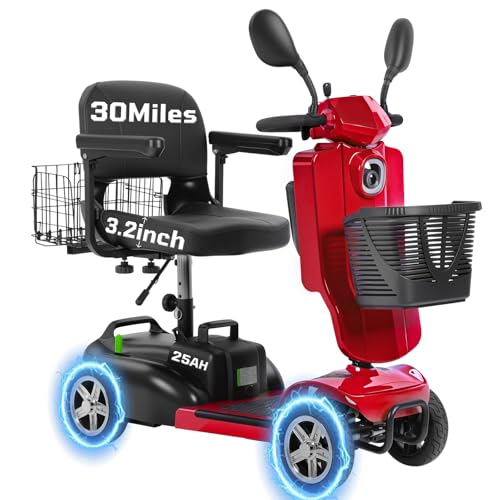 MS02 Series 15-30 Miles Long Range 4 Wheels Electric Mobility Scooter for Adults-Seniors, 350-500W E-Wheelchair Device with Baskets Compact Heavy Duty