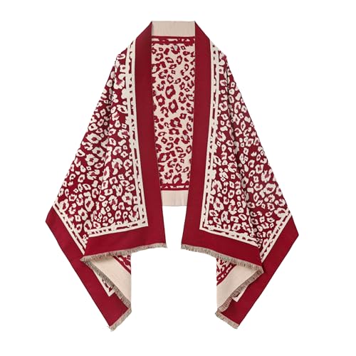 SWAT PANY Scarf for Women Pashmina Blanket Shawls and Wraps Winter Warm Scarves Red-Cream