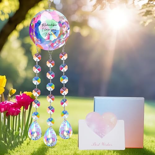 Heartfelt Gifts for Mom Anniversary Mothers Day Birthdays-Remember I Love You Mom Crystal Suncatcher, Elegant Home Decor for Mom's Living Room Bedroom