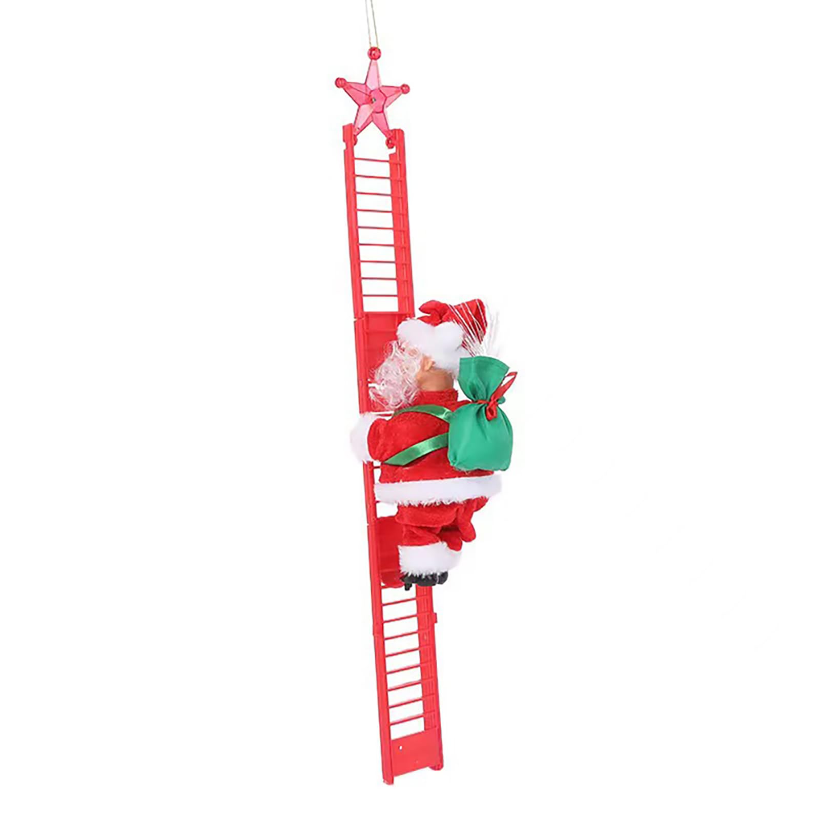 Garvee Climbing Ladder Santa Ornament with Music Battery Powered Climbing Up Down Moving Figure Christmas Decoration for Party Home Wall Tree Optical 