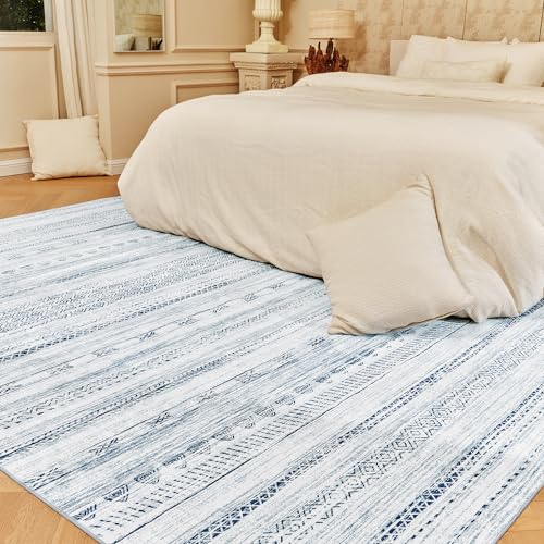 5x7 Area Rugs for Living Room Machine Washable Rug Distressed Indoor Carpet Neutral Moroccan Boho Rug Ultra Soft Area Rug for Bedroom Dining Room Play