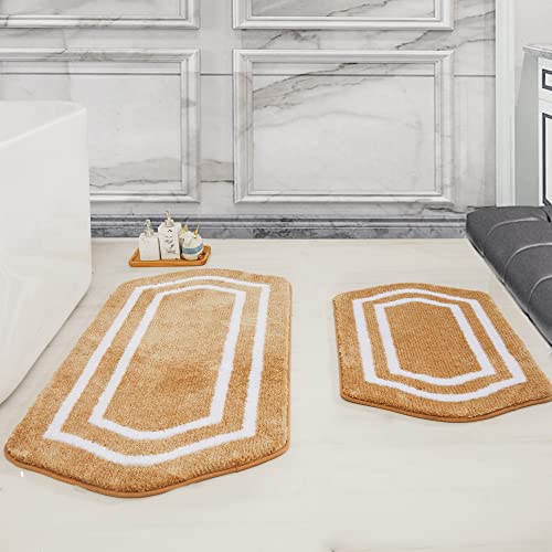 COSY HOMEER Extra Thick Bath Rugs Set - Anti-Slip Bath Mats Soft Plush 100% Strong Mirco Polyeste Mat Living Room Bathroom Mat Floor Water Absorbent(B
