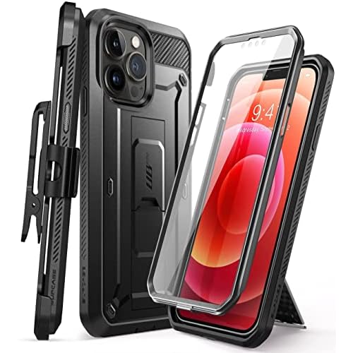 SUPCASE for iPhone 13 Pro Case with Stand & Belt-Clip (Unicorn Beetle Pro), [Built-in Screen Protector] [Military-Grade Protection] Heavy Duty Rugged