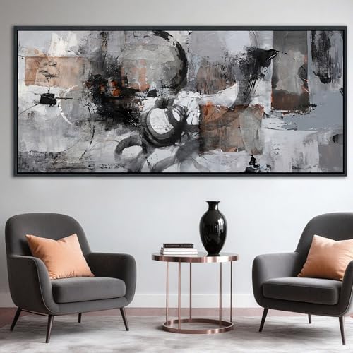 Large Abstract Black And Grey Canvas Wall Art Living Room Wall Decor Paintings Decorations Modern Wall Pictures for Bedrooms Framed Artwork for Walls