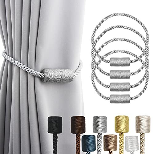 4 Pack Strong Magnetic Curtain Tiebacks Outdoor Elegant Decorative Tie Backs Modern Rope Tiebacks for Drapes Window Curtain Holdbacks for Draperies- G