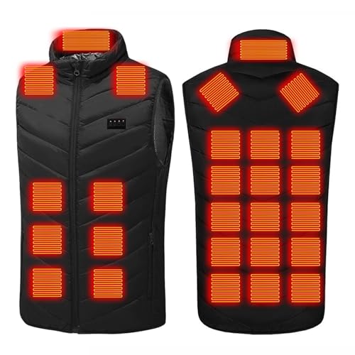 Heated Vest for Men Women, 4 Control 26 Heating Zones USB Electric Puffer Vest, Lightweight Winter Outerwear Jacket Black Small