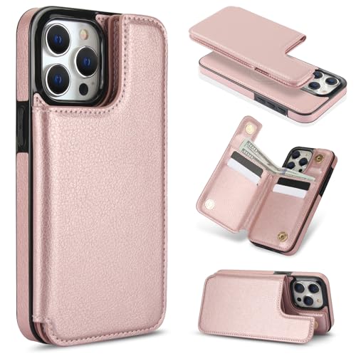 for iPhone 15 Wallet Case, 4 Card Holder and Cash Slot RFID Blocking, 2-in-1 Detachable Magnetic Wallet, Strong Magnet Coil Wireless Charging Compatib