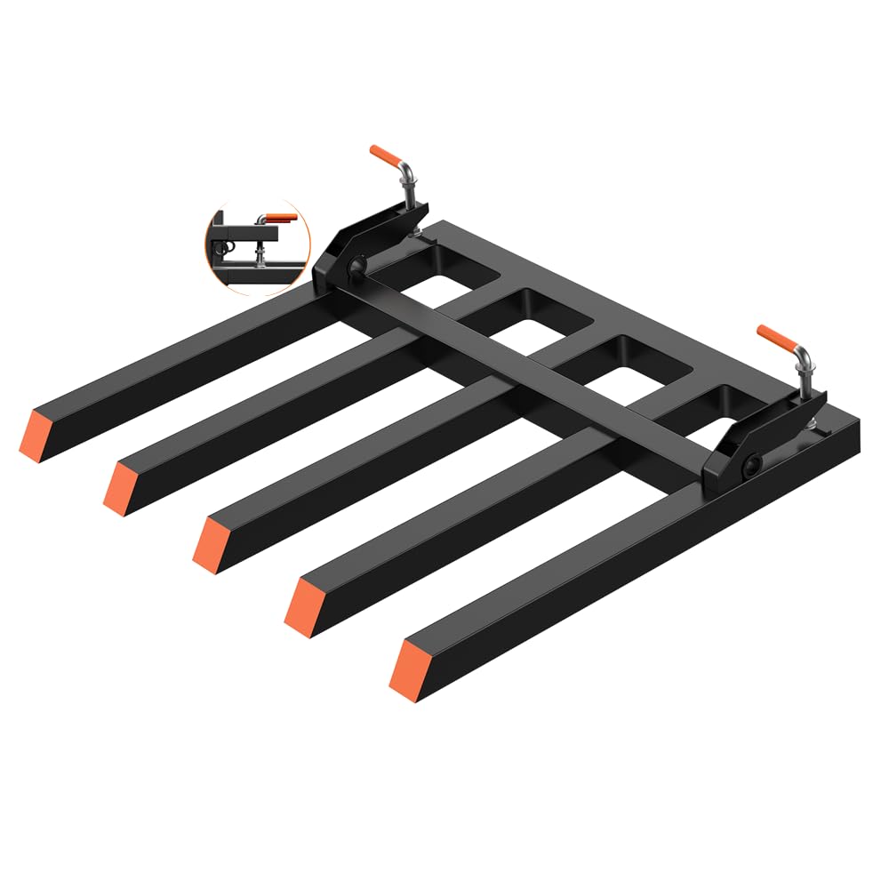 Garvee 42" Clamp on Debris Forks with Double Nuts, 2500 LBS Pallet Forks for Loader Bucket Skidsteer Tractor