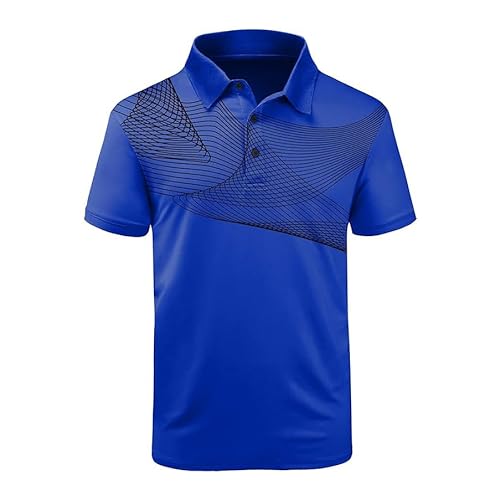 ZITY Golf Polo Shirts for Men Short Sleeve Athletic Tennis T-Shirt Blue Black Large