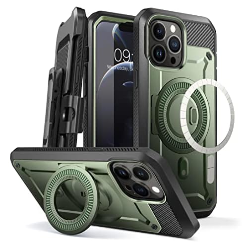 SUPCASE for iPhone 13 Pro Max Case MagSafe with Stand (Unicorn Beetle Pro Mag), [Built-in Screen Protector & Belt-Clip] Shockproof Magnetic Protective
