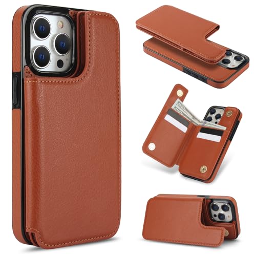 for iPhone 14 Pro Wallet Case, 4 Card Holder and Cash Slot RFID Blocking, 2-in-1 Detachable Magnetic Wallet, Strong Magnet Coil Wireless Charging Comp