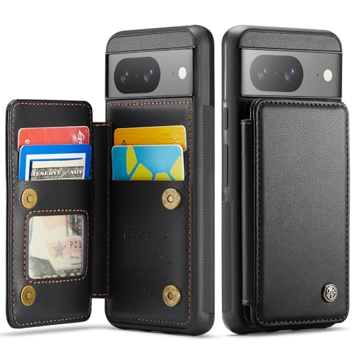 for Google Pixel 8 Wallet Case with RFID Blocking and 4 Credit Card Holder, Premium Durable Slim Leather Magnetic Clasp Kickstand Heavy Duty Shockproo