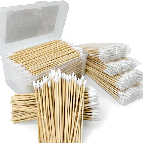 500 PCS 6-Inch Precision Gun Cleaning Swabs with Storage Case - Lint-Free Bamboo-Handle Long Cotton Swabs for Gun Cleaning, Makeup & Electronics 500 p