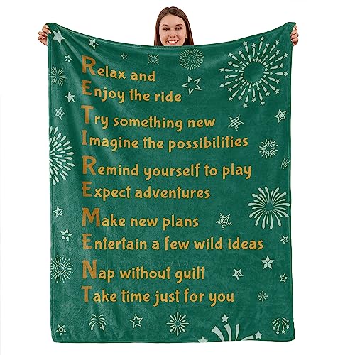 Retirement Gifts for Women Men, Going Away Gift Warm Hug- Happy Retirement Throws Blanket for Teachers Friends Coworkers(Green, 50x60) Green 50x60"