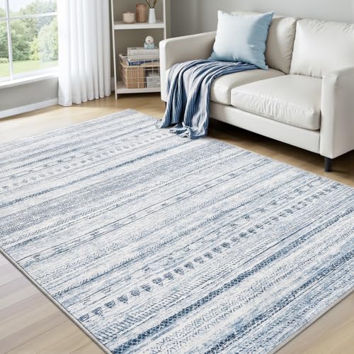 4x6 Area Rugs for Living Room Machine Washable Rug Distressed Indoor Carpet Neutral Moroccan Boho Rug Ultra Soft Area Rug for Bedroom Dining Room Play