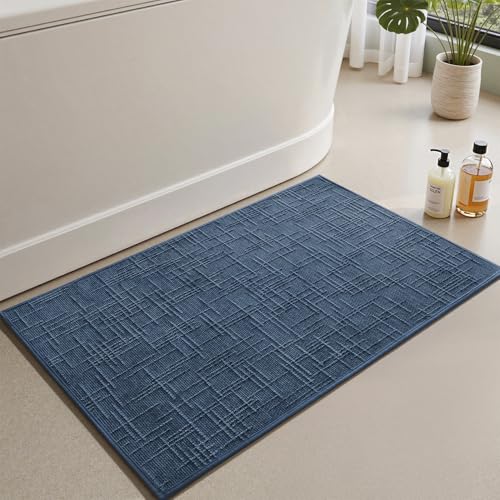 AMOAMI Bath Mat Non Slip Super Absorbent Quick Dry Bath Mats for Bathroom Floor Rubber Backing Washable Bathroom Rugs Modern Woven Jacquard Mat, Besid