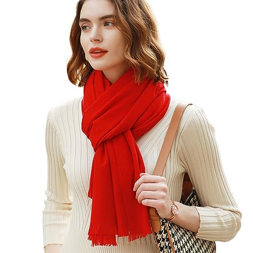 RIIQIICHY Scarfs for Women Pashmina Shawl Wraps for Evening Dresses Women Scarf for Wedding Large Winter Scarves Red