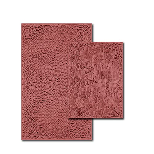 RUN HELIX Bathroom Rugs Sets 2 Piece, Bath Mats Sets Chenille,Bathroom Rugs and Mats Sets, Extra Soft and Absorbent Shaggy Rugs, Machine Washable Bath