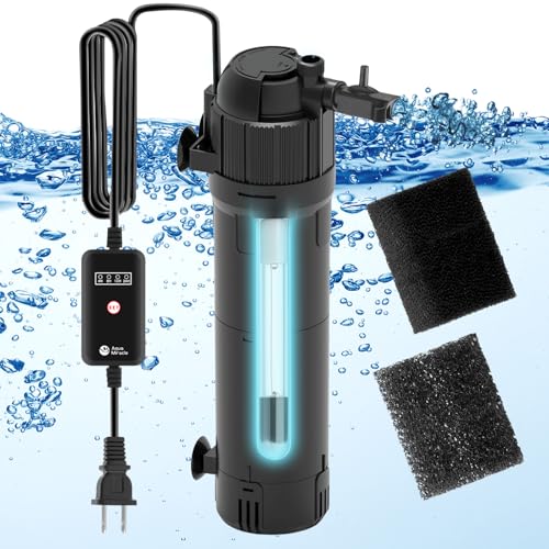 AquaMiracle Aquarium Filter Fish Tank Filters Green Water Cleaning Filter Pump with Timer, Dual Mode (Aeration-Rainfall) for 40-120 Gallon Aquariums,