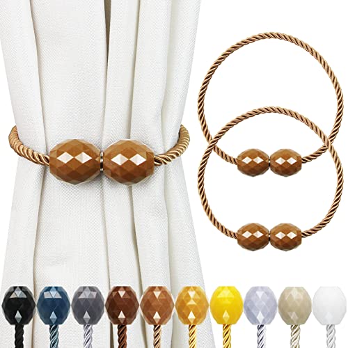 Strong Magnetic Curtain Tiebacks Khaki 2 Pack Decorative Tie Backs Outdoor Curtain Rope Tiebacks Elegant Curtain Holdbacks for Drapes
