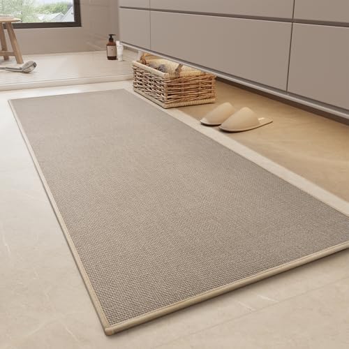 MontVoo Bathroom Runner Rug-Ultra Thin Non Slip Bath Mat Runner for Bathroom Mat Quick Dry,24"x47",Beige 24"x47" Beige