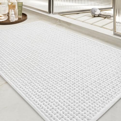tchdio Soft Chenille Bath Mat-Super Absorbent Bathroom Mat Quick Dry- Rubber Backed Bath Mats for Bathroom Floor Non Slip- Machine Washable Bathroom R