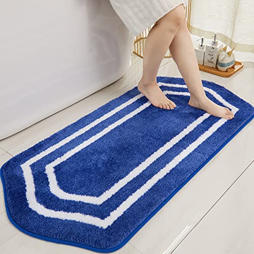 COSY HOMEER Extra Thick Bath Linen Sets Rugs - Anti-Slip Bath Mats Soft Plush 100% Strong Polyester Living Room Bathroom Water Absorbent(Blue,24x48 -
