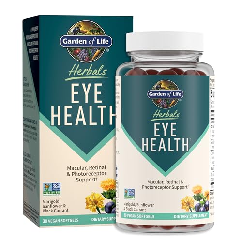 Garden of Life Herbals Eye Health Supplement with Sunflower & Safflower Oil, Lutein, Zeaxanthin & Black Currant for Dry Eyes & Healthy Vision Support