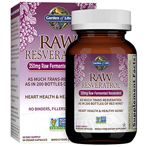 Garden of Life Heart Resveratrol Supplement - Powerful Antioxidant Support With 350mg Raw Fermented Trans-Resveratrol Plus Probiotics and Enzymes for