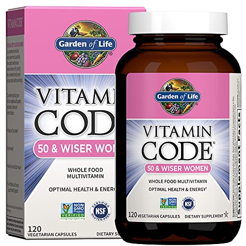 Garden of Life Multivitamin for Women 50 & Over, Vitamin Code Women 50 & Wiser Multi - 120 Capsules, Vitamins for 50 Plus with B Vitamins, Vitamins A,