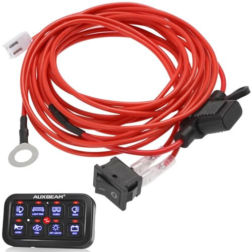 Auxbeam Universal Acc Power Wiring Harness 6.6FT 20AWG 2PIN Acc Electrical Wire with On-Off Switch & 5A Fuse, Acc Power Wire for Auxbeam Switch Panel
