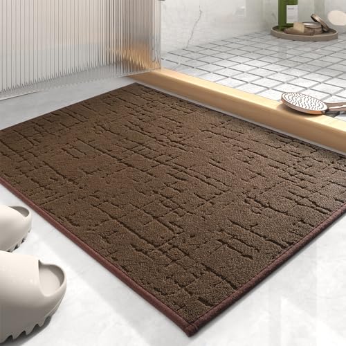 AMOAMI-Bath Mat-Super Absorbent Quick Dry Bathroom Floor Mats-Rubber Backing Washable Bath Mats for Bathroom Thin Bahtroom Rugs Fit Under Door-Bath Ru