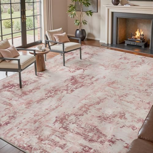 tchido Area Rug 6x9 Rugs for Living Room- Abstract Soft Non Slip Pink Nursery Rug for Girls-Machine Washable Rug for Bedroom Dining Room Home Office P