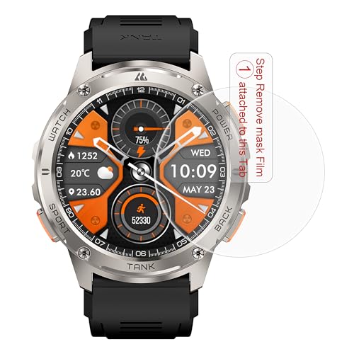 KOSPET 2-Stück Bildschirmschutz für TANK T3 Smartwatch, HD 9H Schutzglas Display Schutz [klar, kratzfest, Anti-Fingerabdruck]