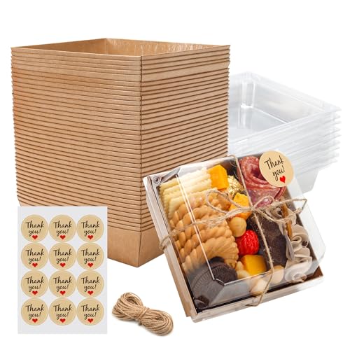 Charcuterie Boxes with Clear Lids Mini Bakery Boxes Disposable Treat Boxes to Go Small Food Containers for Dessert Cookie Sandwich Cake 5.3x4.9x2.5INC
