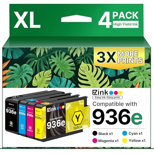 E-Z Ink 936XL 936e 936 Ink Cartridges for HP Printers Replacement for HP 936 Ink Cartridges Combo Pack Work with OfficeJet Pro 9125e 9120e 9730e 9130