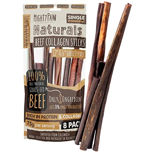 Mighty Paw Collagen Sticks for Dogs | Long Lasting Chews. Rawhide Free Pet Treats Long Lasting. Dog Chews Treats. Beef Collagen Stick for Pets (8 Pack