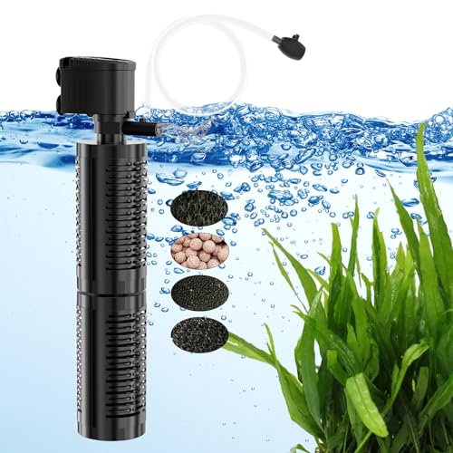 AquaMiracle True 4-Stage Fish Tank Filter, in-Tank Submersible Aquarium Filter Internal Fish Filter with Aeration, for 40-70 Gallon Aquariums For 40-7