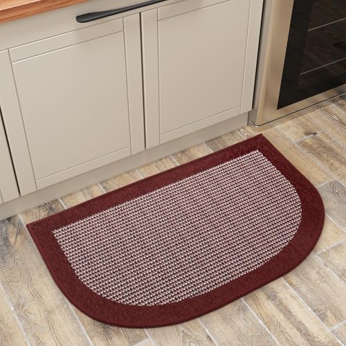 PADOOR Kitchen Mats for Floor, Kitchen Rugs Non Slip Washable, Half Circle Christmas Kitchen Floor Mat Xmas Sink Rug Rubber Backed Super Absorbent, 20