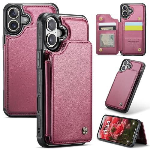 for iPhone 17 Wallet Case with RFID Blocking and 4 Credit Card Holder, Premium Durable Slim Leather Magnetic Clasp Kickstand Heavy Duty Shockproof Pro