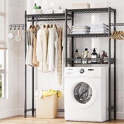 Garvee Over The Washer and Dryer Storage Shelf- Laundry Room Organization Space Saving Laundry Drying Clothes Racks Heavy Duty Adjustable Height Bathr