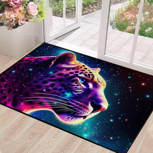 Galaxy Leopard Rug Fierce Panther Head Area Rugs for Boys Kids Bedroom Living Room Gameroom Girls Glitter Carpet Floor Mat Throw Rugs 47 in X 31 in Ga