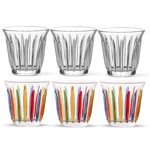 MHW-3BOMBER Espresso Coffee Glasses Set of 6 Drinking Glasses 8.1OZ Latte Glasses for Beverage, Water, Whiskey, Juice, Cocktail, Beer G6195-OS Transpa