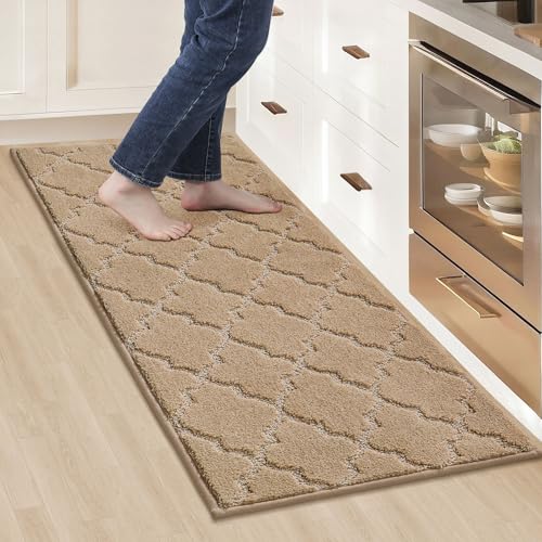 COSY HOMEER-Kitchen-Rugs 20"x48" Non-Slip Absorbent Soft Kitchen Runner Rug Polyester Kitchen Mats for Floor Washable Kitchens Standing Floor Mat for