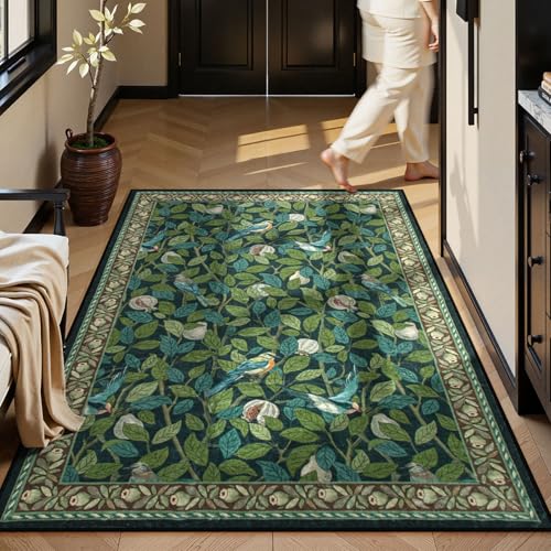 Moynesa Bird Area Rugs 5x7, Non-Slip Washable Soft Large Kitchen Rugs for Living Room, Ultra-Thin Easy Clean Botanical Bedroom Rug, Stain Resistant Ru