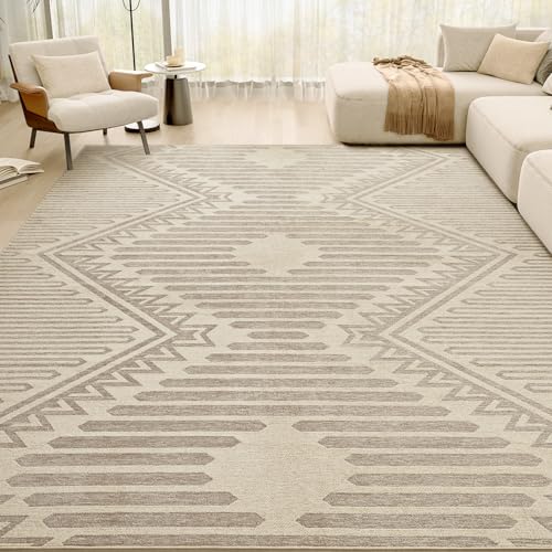 Textured Tufted Boho 8x10 Area Rugs for Living Room Rug Carpet Bedroom Rug Nursery Rugs Washable Neutral Modern Farmhouse Luxury Non Slip Beige Brown