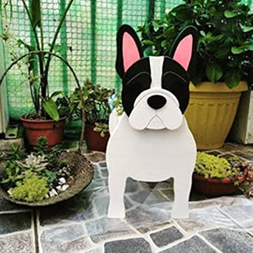 MADEI Cute Dog Planter Plant Pot,Pomeranian Schnauzer Plant Container Rack for Outdoor Indoor Plant Storage Containers for Plants and Stuff (Large,Fig